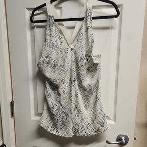 Ramy Brook Elegant Cream and Blue Patterned Camisole